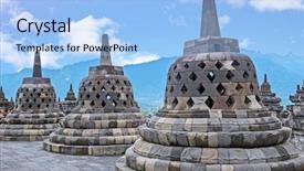  Presentation with borobudur temple - Cool new PPT layouts with central java in indonesia backdrop and a light blue colored foreground