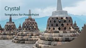  Presentation with borobudur temple - Presentation theme having central java in indonesia background and a light blue colored foreground