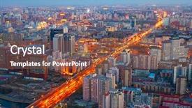  Presentation with cityscape - Slide deck with central line - beijing cityscape hdr background and a tawny brown colored foreground