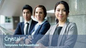  Presentation with people - Audience pleasing slide deck consisting of central line - business people standing at outdoor backdrop and a ocean colored foreground