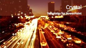  Presentation with traffic - Cool new theme with central line - cityscape and traffic trails backdrop and a tawny brown colored foreground