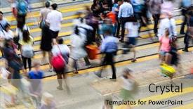  Presentation with busy street - Colorful PPT theme enhanced with central line - crossing busy hong kong street backdrop and a coral colored foreground