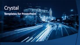  Presentation with hongkong - Amazing presentation theme having central line - light trails in the downtown backdrop and a navy blue colored foreground