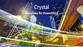  Presentation with view of hong kong - PPT theme enhanced with central line - night busy traffic background and a navy blue colored foreground