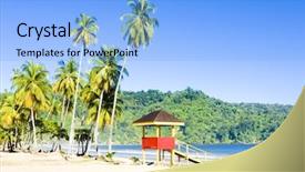  Presentation with cabin - Audience pleasing slides consisting of central maerica - cabin on the beach maracas backdrop and a light blue colored foreground