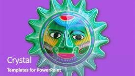  Presentation with handcraft - Amazing PPT theme having central maerica - mexican indian sun handcraft ceramic backdrop and a light blue colored foreground