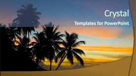  Presentation with sunset beach - Cool new presentation theme with central maerica - sunset over caribbean sea turtle backdrop and a ocean colored foreground
