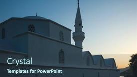  Presentation with greek architecture - Slide set with central-mosque-in-old-town background and a tawny brown colored foreground