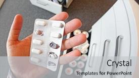  Presentation with nervous system - Slide set having central nervous system - hand holding blister with pills background and a light gray colored foreground