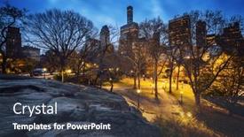  Presentation with autumn morning - Presentation theme with central-park-at-autumn-morning background and a tawny brown colored foreground