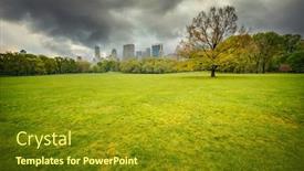  Presentation with rainy day - Cool new presentation theme with central-park-at-rainy-day backdrop and a gold colored foreground