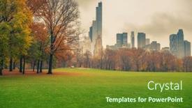  Presentation with rainy day - PPT theme enhanced with central-park-at-rainy-day background and a  colored foreground