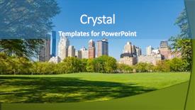  Presentation with new york - Colorful PPT layouts enhanced with central park at sunny day backdrop and a teal colored foreground