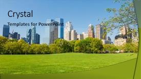  Presentation with new york city - Cool new slides with central park at sunny day backdrop and a light blue colored foreground