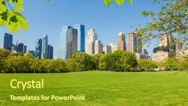  Presentation with new york city - Slide deck having central park at sunny day background and a tawny brown colored foreground