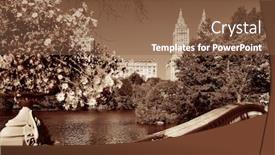  Presentation with new york city - PPT theme enhanced with central-park-autumn-and-buildings background and a tawny brown colored foreground