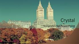  Presentation with new york city - PPT layouts enhanced with central-park-autumn-and-buildings background and a seafoam green colored foreground
