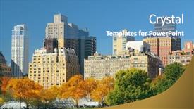  Presentation with new york - Slide deck consisting of central park in autumn background and a teal colored foreground