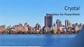  Presentation with manhattan - Colorful slides enhanced with central park in new york city manhattan midtown with lake and skyscrapers backdrop and a light blue colored foreground