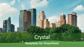  Presentation with new york city - PPT theme enhanced with central park spring with skyline background and a forest green colored foreground