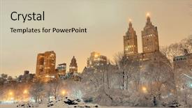  Presentation with twin towers - PPT layouts enhanced with twin towers - central park winter at night background and a soft green colored foreground