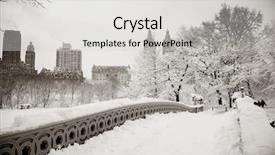  Presentation with winter and new beginnings - Beautiful theme featuring central park winter with skyscrapers backdrop and a light gray colored foreground