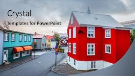  Presentation with iceland - Presentation design having central part of reykjavik iceland background and a light blue colored foreground