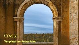  Presentation with square - Amazing slide deck having central-square-of-tufa-city backdrop and a tawny brown colored foreground