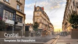  Presentation with city street - Presentation design consisting of central-street-in-blois-france background and a gray colored foreground