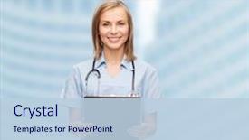  Presentation with clipboard stethoscope - Cool new theme with health centre - healthcare and medicine concept backdrop and a  colored foreground