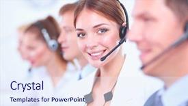  Presentation with doctor office call center - Colorful theme enhanced with centre d appel - attractive positive young businesspeople backdrop and a  colored foreground