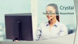  Presentation with nonverbal business communication - Cool new PPT theme with centre d appel - business communication and call center backdrop and a sky blue colored foreground