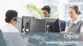  Presentation with african american in computer lab business - Slide set featuring centre d appel - business people with headsets using background and a gray colored foreground