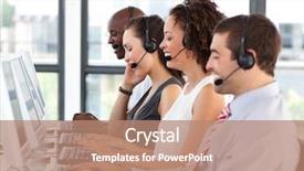  Presentation with call center - Cool new presentation with centre d appel - young businesswoman working backdrop and a coral colored foreground