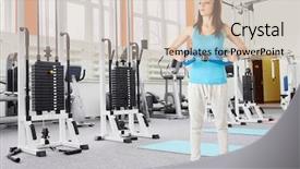  Presentation with gym - PPT layouts having centre interior equipment gym apparatus background and a  colored foreground