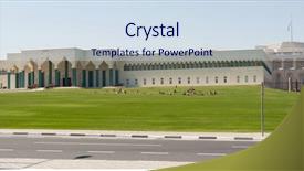  Presentation with government offices - Cool new slide set with centre of doha qatar backdrop and a sky blue colored foreground