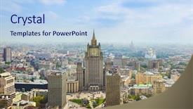  Presentation with unmanned aerial - Slides enhanced with centre of moscow russia - aerial background and a sky blue colored foreground