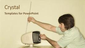  Presentation with old television set - Colorful presentation enhanced with side view of caucasian mid backdrop and a soft green colored foreground