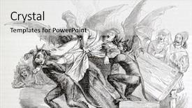  Presentation with painting old - Slides with century comedy last scene old background and a light gray colored foreground