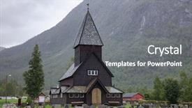  Presentation with rainy day - Audience pleasing slide deck consisting of century wooden roldal stave church backdrop and a gray colored foreground