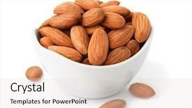  Presentation with almonds - Colorful slide deck enhanced with ceramic bowl of almonds isolated backdrop and a lemonade colored foreground