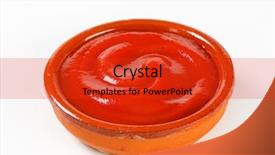  Presentation with tomato ketchup single red - Presentation enhanced with bioceramic - ceramic bowl of ketchup sauce background and a red colored foreground