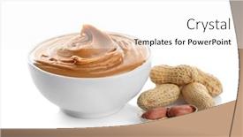  Presentation with peanut butter - Slide deck consisting of ceramic bowl with creamy peanut butter isolated on white background and a white colored foreground