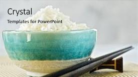  Presentation with ceramic - Presentation featuring ceramic bowl with plain white rice background and a light gray colored foreground