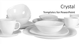  Presentation with ceramic - Slides enhanced with ceramic dishes isolated against white background and a  colored foreground