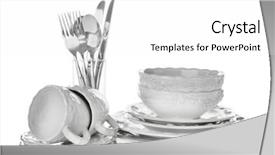  Presentation with cutlery - PPT layouts featuring ceramic dishware and cutlery background and a white colored foreground