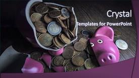  Presentation with pig - Colorful slide set enhanced with ceramic fracture - cracked pink pig moneybox closeup backdrop and a  colored foreground