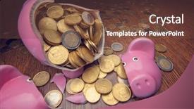  Presentation with pink colour food - Audience pleasing theme consisting of ceramic fracture - cracked pink pig moneybox closeup backdrop and a  colored foreground