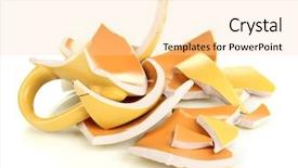  Presentation with yellow - PPT theme having ceramic fracture - yellow broken cup isolated background and a  colored foreground