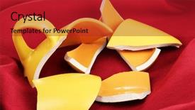  Presentation with dying of fabric - Slide set enhanced with ceramic fracture - yellow broken cup on table background and a  colored foreground